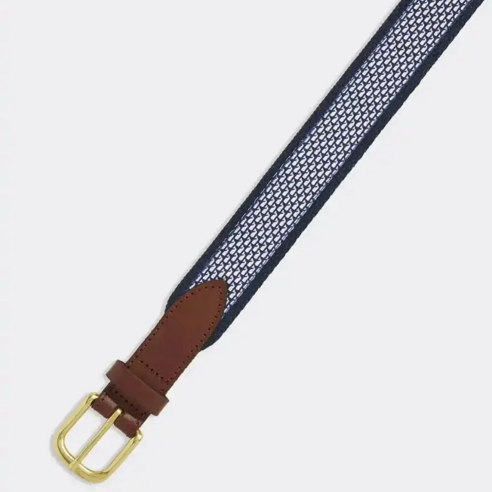 EUC Vineyard Vines Size 26 Micro Whale Logo Blue Golf Club Belt